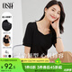 歐莎（OSA）短袖女時(shí)尚高級感2025新款泡泡袖減齡t恤短款修身顯瘦高檔上衣 黑色 M