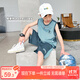 左西男童夏裝套裝2025兒童夏季速干籃球服運(yùn)動背心兩件套 藍(lán)灰色 160