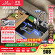 九牧（JOMOO）廚房水槽大單槽聚寶盆日式水槽納米304不銹鋼洗菜洗碗盆一體 【黑鈦-升級壓紋】75*48+槍灰抽拉龍頭