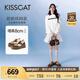 KISSCAT接吻貓女鞋趙昭儀/秦嵐同款8cm內(nèi)增高太妃糖厚底德訓運動小白鞋 慕斯棕 37 (235mm)
