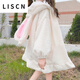 LISCN日系軟妹兔子耳朵中長(cháng)款連帽衛衣女裝2025秋冬新款羊羔絨外套女 白色 S