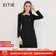 愛(ài)特愛(ài)（EITIE）氣質(zhì)復古雙排扣收腰精致通勤連衣裙秋季新款小黑裙7107837 極簡(jiǎn)黑20 XL 170