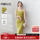 尚都比拉法式高級感連衣裙女秋季赫本風(fēng)長款氣質(zhì)A字裙抽褶收腰顯瘦背帶裙