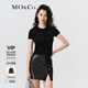 MO&Co.蛋白皮愛心章仔正肩短袖圓領(lǐng)T恤上衣 白色黑色摩安珂 黑色-第2批 L 170