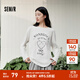 森馬（Semir）長(cháng)袖T恤女秋季oversize印花蝴蝶結2025新款少女感甜酷套頭衫 本白10102 S
