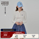 Teenie Weenie小熊女裝長(cháng)袖T恤2025秋季新款半開(kāi)襟溫柔時(shí)尚打底衫 象牙白 M