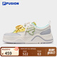 FILA FUSION斐樂潮牌女鞋滑板生活鞋2025夏新款50-50帆布鞋休閑鞋 奶白/精靈綠-GG 36.5