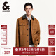 杰克·瓊斯（JACK&JONES）男裝衣服春秋工裝風(fēng)羊毛外套PU領(lǐng)多口袋商務(wù)休閑短款毛呢大衣男 F09 橡膠棕 2XL 190