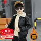 皮爾卡丹（pierre cardin）男童皮衣外套舒適休閑兒童裝冬季加絨加厚機車(chē)服大童夾棉冬裝夾克 黑色 PPDD-220 130cm