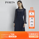 PORTS寶姿商場(chǎng)同款新品女裝喇叭袖蕾絲收腰連衣裙LL8D035KLN002 丈青 M (6)
