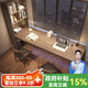 優(yōu)品元素實木雙人書桌書柜書架一體家用臺式辦公電腦桌學(xué)習桌臥室工作臺 220桌+書柜組合(帶玻璃柜門)