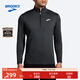 布魯克斯（BROOKS）貼身運動(dòng)上衣男女慢跑透氣T恤半拉鏈長(cháng)袖上衣皮膚衣 男款 麻灰黑 2XL