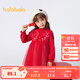 巴拉巴拉（BALABALA）兒童連衣裙女童裙子新年網(wǎng)紗公主裙拜年服 中國紅60611 130 cm