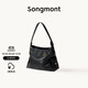 Songmont【李娜同款】山下有松循跡系列hobo包植鞣牛皮斜挎軟包 煙墨黑 小號 預售20天