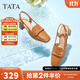 他她（TATA）復古包頭涼鞋女羊皮氣質(zhì)粗跟時(shí)裝涼鞋秋新款YET01BH4 棕色 40