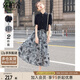 絲柏舍時(shí)尚套裝2025春夏新款女裝立領(lǐng)上衣搭高腰半身裙兩件套