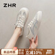 ZHR夏季小白鞋女真牛皮百搭網(wǎng)洞鞋女透氣女鞋輕便休閑 A67E 米灰 38
