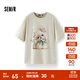 森馬（Semir）短袖t恤女中長(cháng)款寬松可愛(ài)小羊印花2025夏新款狗狗印花純棉套頭衫 淺卡其50311-可愛(ài)狗狗 S
