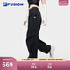 FILA FUSION斐樂(lè)潮牌梭織長(zhǎng)褲女秋季新款時(shí)尚休閑寬松工裝褲 正黑色-BK M