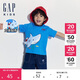 GAP男幼童夏季款立體鯊魚(yú)印花短袖T恤兒童裝上衣465402