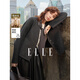 ELLE【法蘭西島】飄帶領(lǐng)綿羊毛短款毛呢大衣女2025冬季新款呢外套 中灰 S