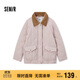 森馬（Semir）棉服女冬季中長(cháng)款輕薄寬松拼接燈芯絨翻領(lǐng)插肩袖棉衣101724112007