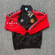 AJZS2425復古秋冬曼聯(lián)紅黑風(fēng)衣出場(chǎng)足球外套球衣長(cháng)袖拉鏈刺繡夾克訓練 風(fēng)衣 2XL 建議165-190斤