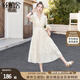 絲柏舍甜美V領(lǐng)連衣裙2025夏裝新款女裝收腰A字優(yōu)雅大擺仙女裙