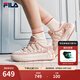 FILA 斐樂(lè)官方女鞋秋季新款板鞋蘿卜鞋厚底面包鞋休閑鞋運(yùn)動(dòng)鞋子 奶白/煙玫瑰粉-GR 37.5