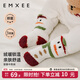 嫚熙（EMXEE）兒童地板襪秋冬半邊絨學(xué)步襪中筒嬰兒襪寶寶鞋 圣誕組 【適合0~15°C】 3雙 1-3歲(適合腳長(cháng)12-14cm)