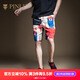品立（PINLI）短褲男沙灘褲夏季薄款潮牌男印花直筒男士休閑五分褲子 花色 L 175