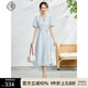 固執(zhí)（OBSTINATE）【特價(jià)】夏季新款中國(guó)風(fēng)圓領(lǐng)提花泡泡短袖長(zhǎng)款連衣裙32432LQ08201 淺藍(lán)色 160/80A/S