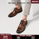 BEAUTODAY厚底德比鞋子男鞋2025新款復(fù)古英倫風(fēng)婚鞋布洛克男士牛皮商務(wù)皮鞋 布洛克德比 棕色 42 =運(yùn)動(dòng)鞋43碼