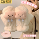毛絨手套冬季女加絨加厚保暖防凍學(xué)生戶(hù)外防風(fēng)防寒掛脖連指棉手套 一雙云朵手套-白色【贈可拆卸掛繩】