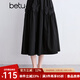 百圖betu女裝2025夏季新款半身裙松緊高腰女裙立體蝴蝶結裙子2504X01 黑色 S