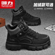 回力馬丁靴男鞋秋冬季新款休閑厚底高幫工裝鞋 黑灰 42