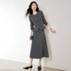 欣妃羽法式通勤套裝女2025秋季新款灰色氣質(zhì)上衣休閑半身裙兩件套
