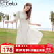 百圖betu女裝2025夏季新款連衣裙V領(lǐng)波點(diǎn)飄逸蛋糕裙雪紡裙子女2504T95 米白 S