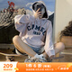 駱駝（CAMEL）復(fù)古印花一體連帽中性內(nèi)搭套頭衛(wèi)衣 C33CAULL050B 蔓霧紫 M