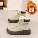 大東秘語(yǔ)踩屎感東北大棉鞋女冬加絨加厚短靴防寒保暖抗寒靴皮毛一體雪地靴 卡其色 38