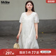 MsShe【天絲萊賽爾】大碼女裝2025夏季胖mm新中式高級感連衣裙子 【短袖】米白色現貨 2XL