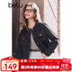 百圖betu女裝2025春季新款短外套圓領(lǐng)撞邊嘰邊時(shí)尚牛仔外套女2501T42 深牛仔藍 L