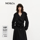 MO&Co.夾克2025春新品附肩袢腰帶斜裁短款風(fēng)衣休閑外套MBE1JKTT12 黑色 M 165