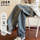 JEEP SPIRIT吉普美式牛仔褲男秋冬季直筒寬松闊腿休閑褲子男 泥黃色 XL