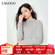 LAGOGO半高領(lǐng)氣質(zhì)一體絨針織衫女拉谷谷2024年冬新款彈力修身毛衣 淺灰色 M