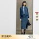 顏域復古開(kāi)叉包臀裙女裝2023新款冬季簡(jiǎn)約綿羊毛中長(cháng)款毛呢半身裙 藍色1 XL/42