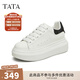 他她（TATA）小白鞋2025秋季新款奶油泡泡厚底女鞋增高松糕鞋板鞋 白/黑（刺繡版） 34