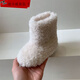 凌卡戚休閑冬季女童保暖軟底套筒毛毛短靴加絨舒適羊羔毛雪地靴 白色 建議按腳長(cháng)+0.5cm選碼