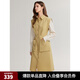 ELLE法式假兩件襯衫式連衣裙女2024秋季新款拼接條紋簡(jiǎn)約長(cháng)袖裙子 卡其 M