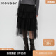 moussy 新品復(fù)古優(yōu)雅重工紗裙A型半身裙女028HAZ30-2621 020黑色 S 00001/S